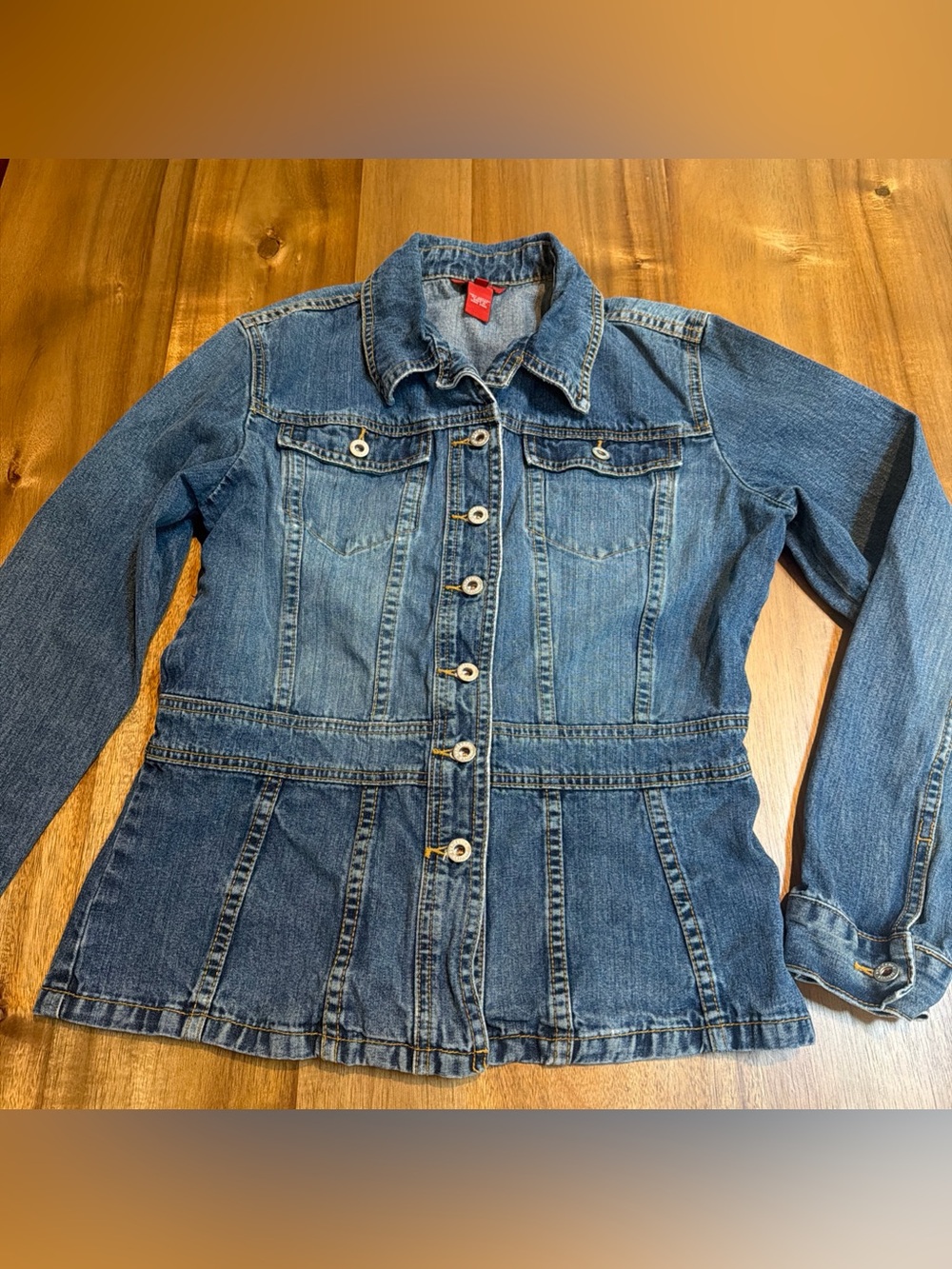 Sundance Jacket Blue Denim Jean Button Front Western Peplum Fitted Women’s 8